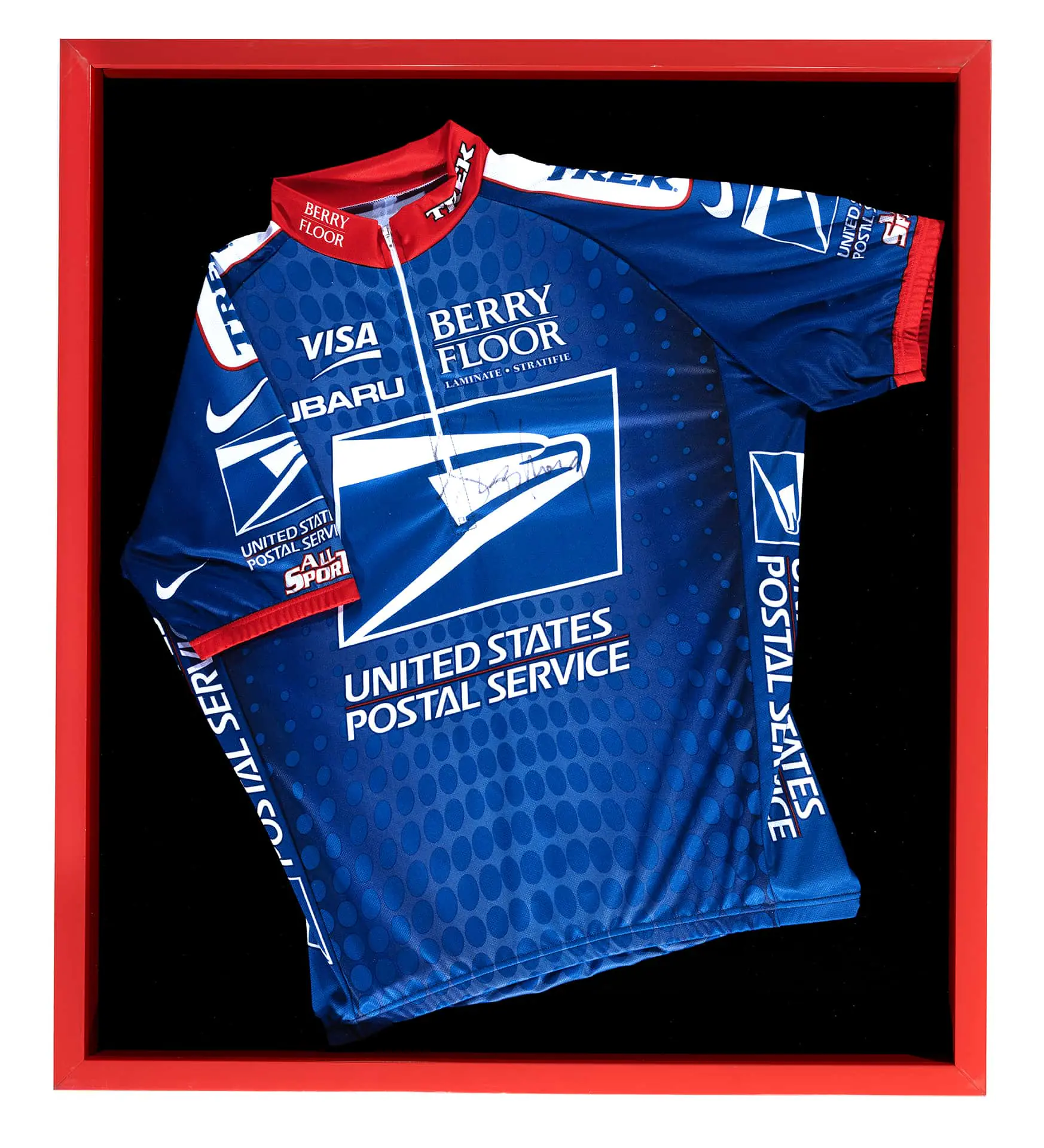 Maillot US Postal Armstrong sous verre